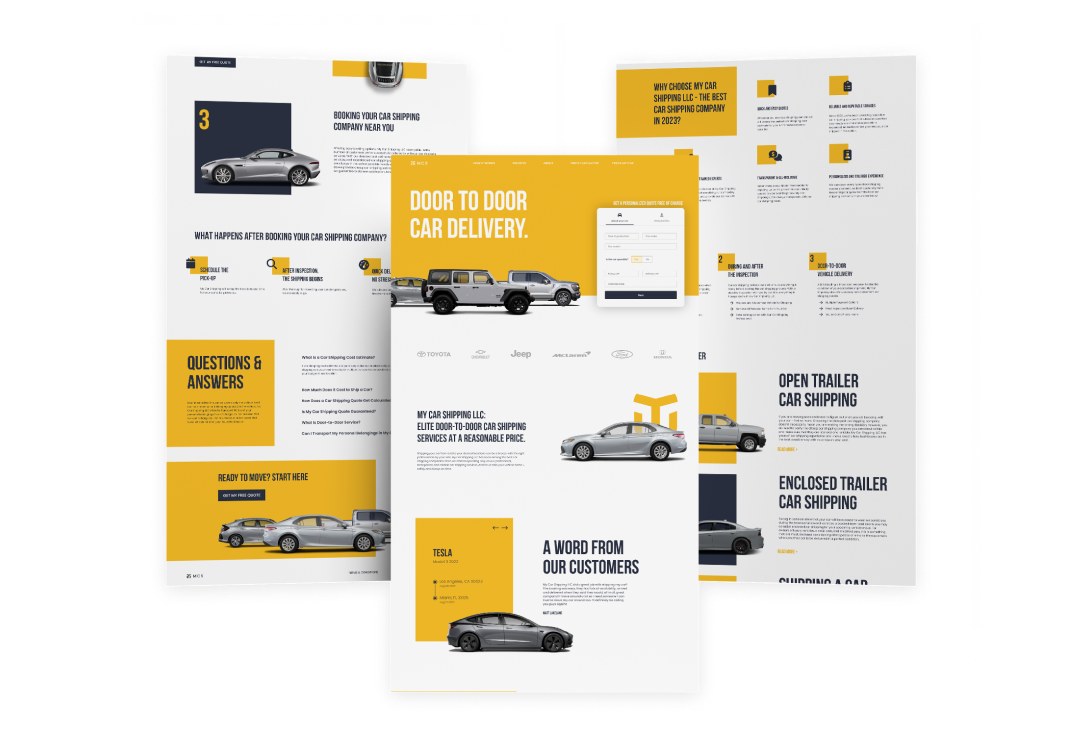 Car Shipping three page mockup photo